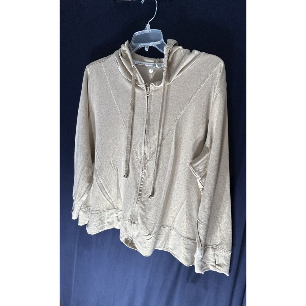 Cato Live Well Hoodie Womens 22/24W Cream Gold Glitter Shimmer Thumbholes 2X 3X